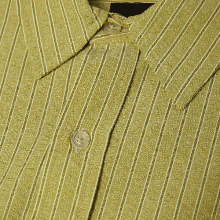 huf big block striped shirt green
