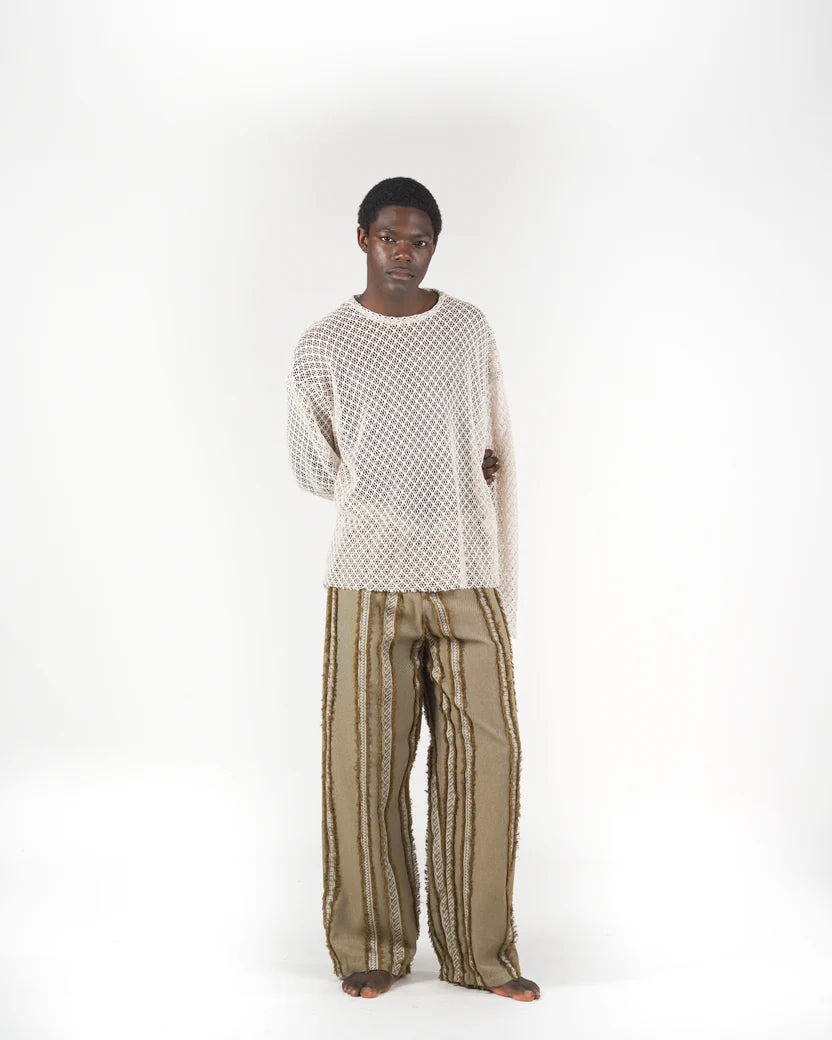 Mood-one pantalone frangiato verde