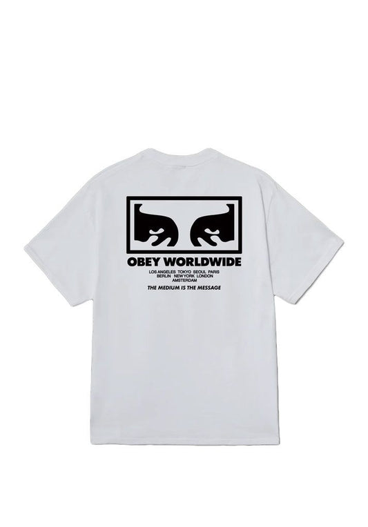 OBEY the medium is the message tee white