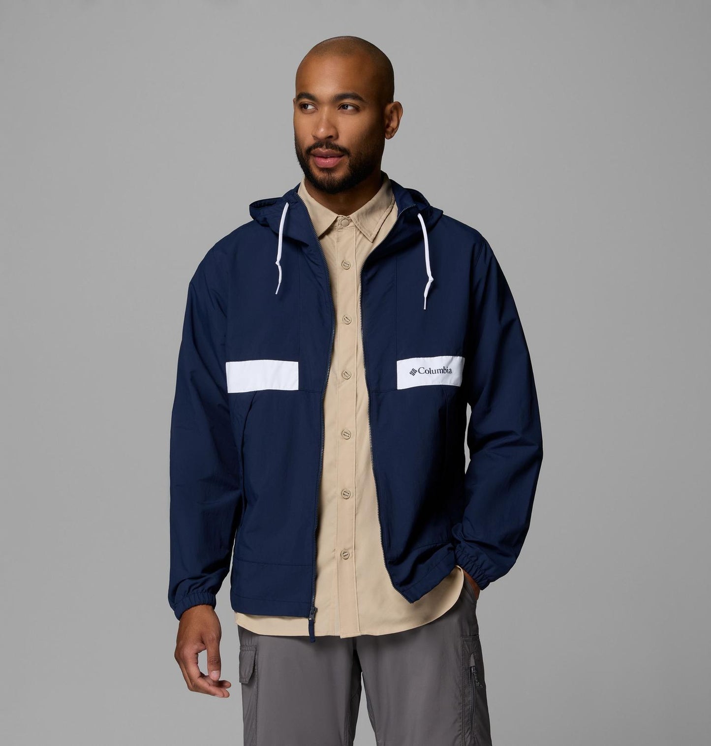 Columbia spire valley hooded windbreaker blue
