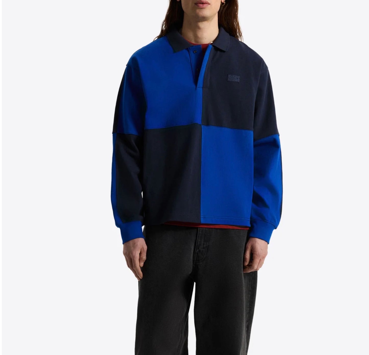 vans check rugby ls classic blue