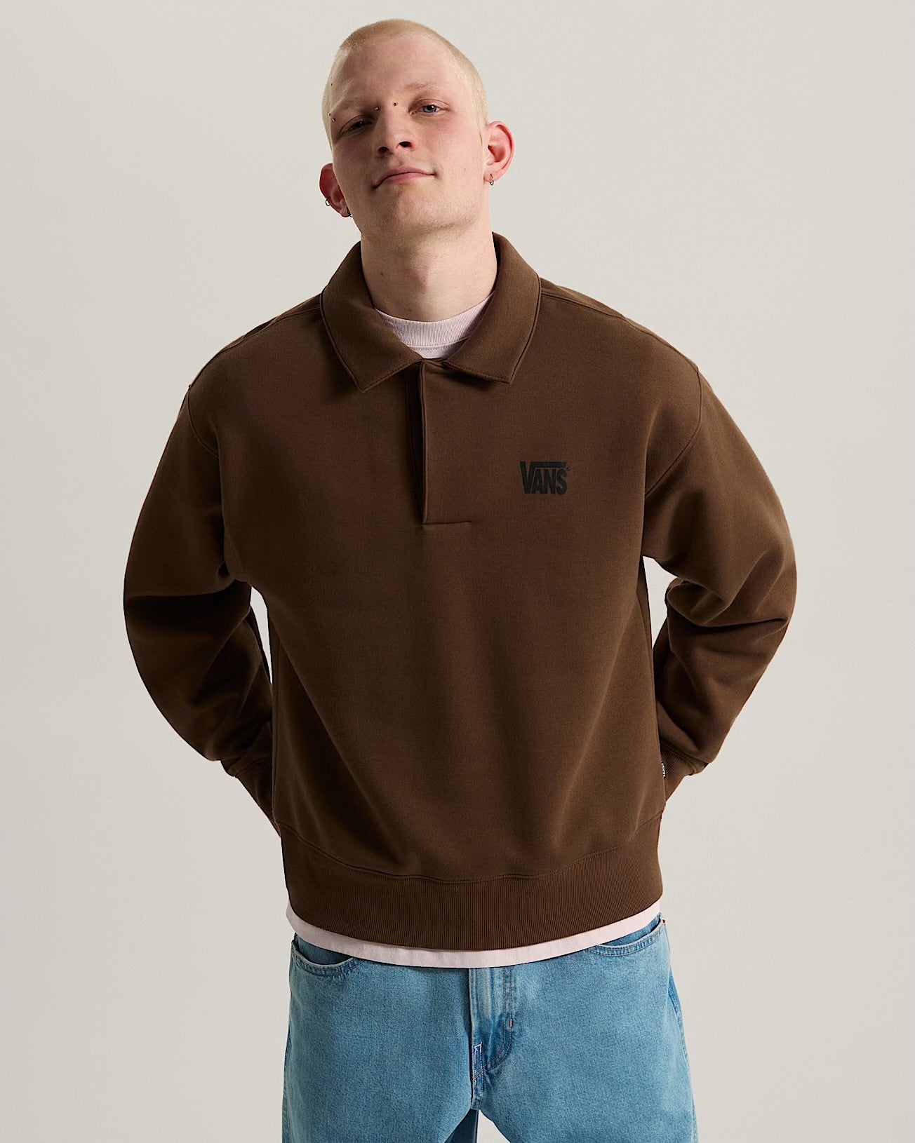Vans polo fleece pull brown