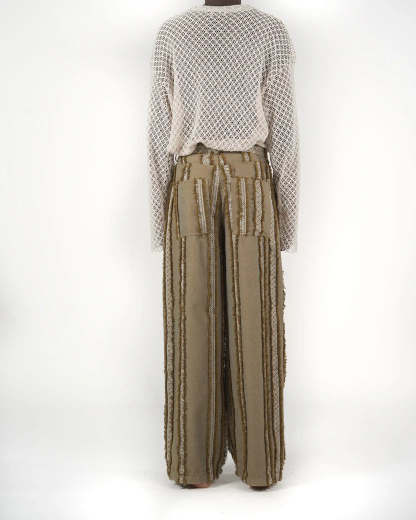 Mood-one pantalone frangiato verde