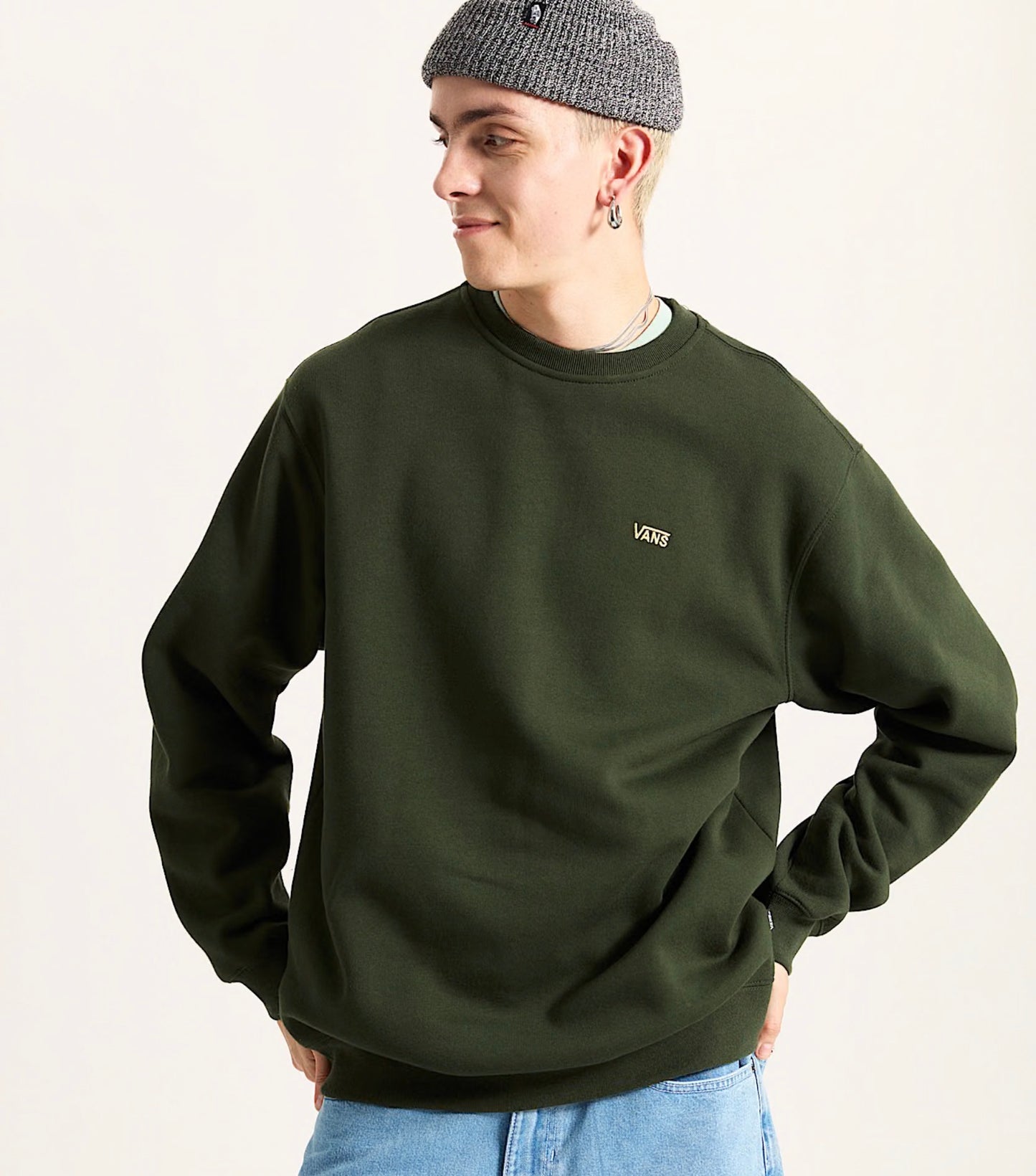 Vans left chest loose crew green
