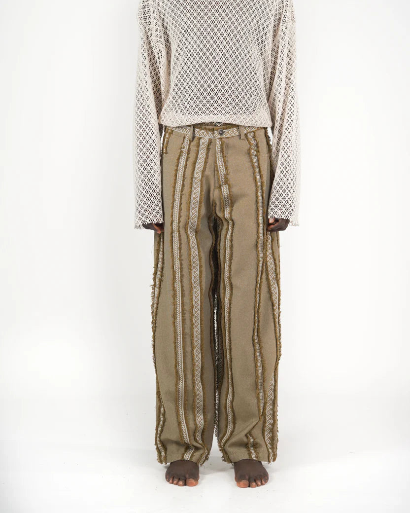 Mood-one pantalone frangiato verde