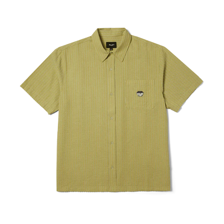 huf big block striped shirt green