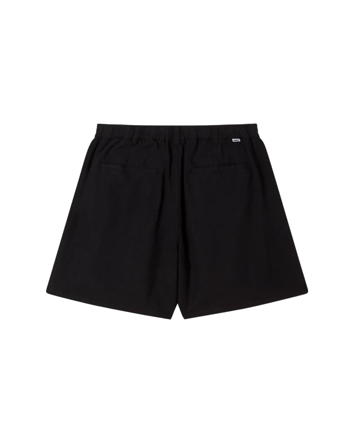 OBEY foster pleated linen short black